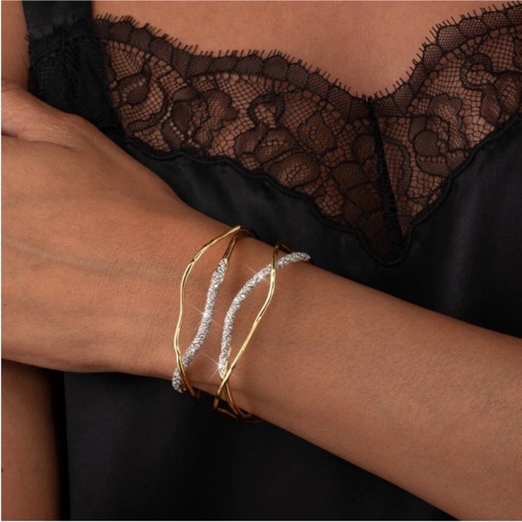 ALEXIS BITTAR • Solanales Gold Silver Crystal Cuff Bracelet - Picture 4 of 16